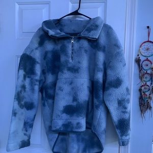 Blue Tie Dye fluffy jacket